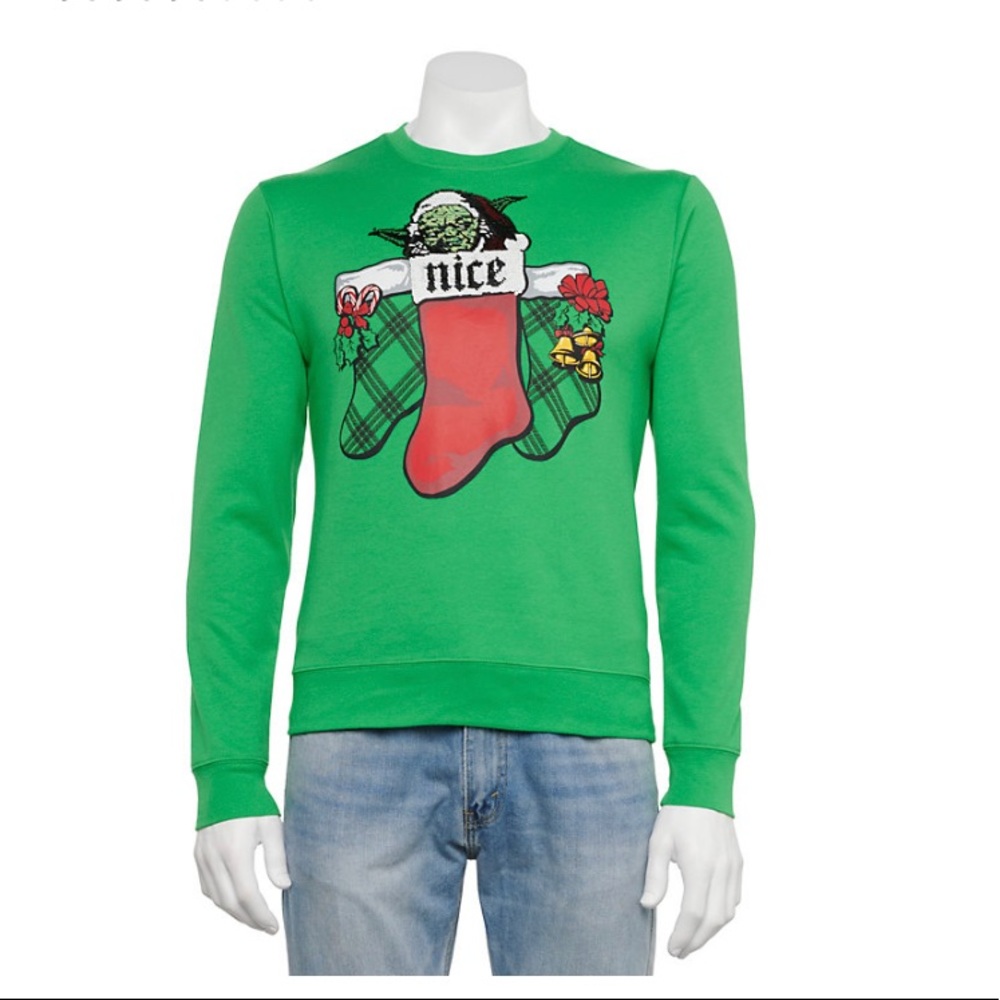 Star Wars Yoda Changeable Naughty or Nice XL Ugly Christmas Sweater Sweatshirt